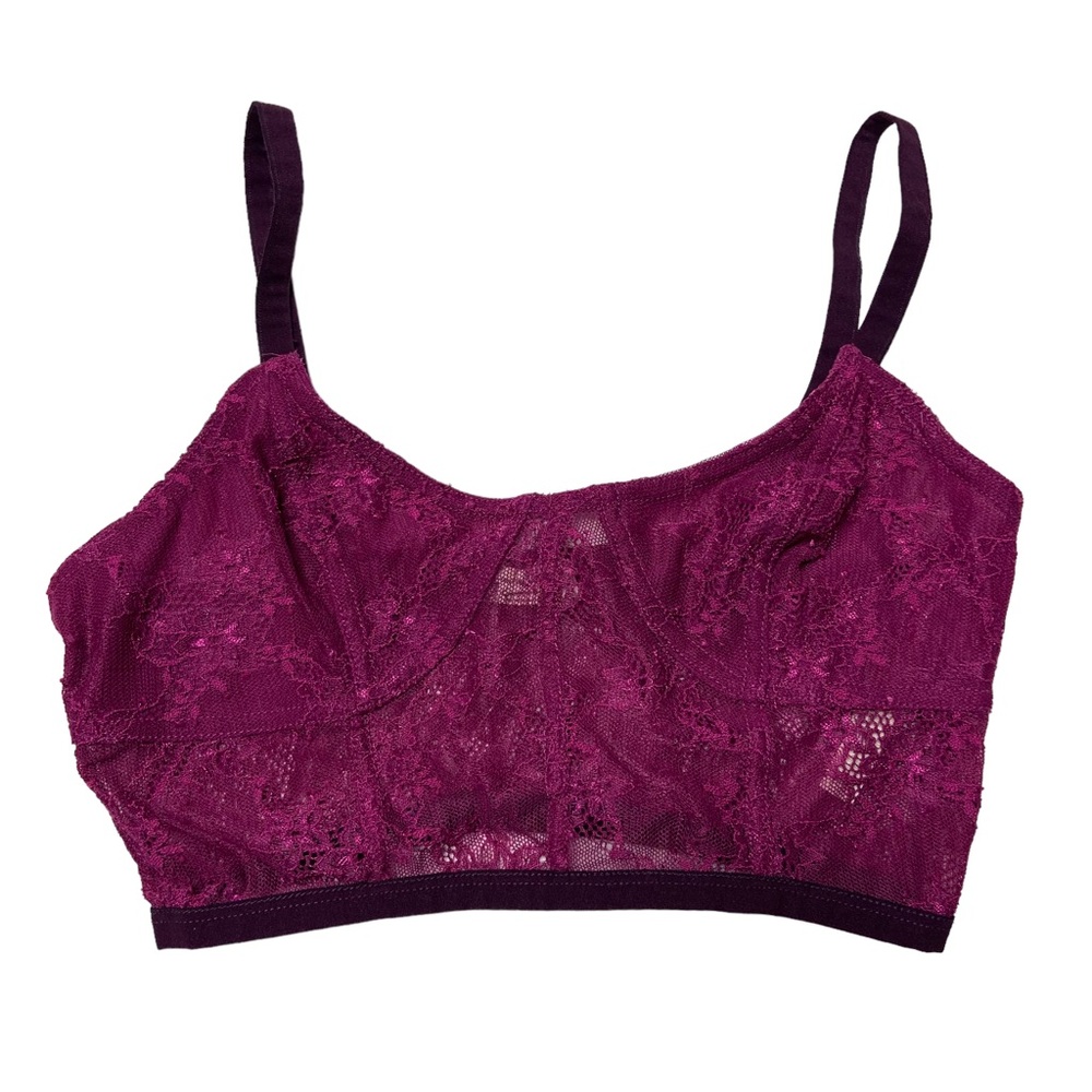 3/$20 INTIMATELY FREE PEOPLE Lace Bralette Pullover Fuchsia Pink Wine Size XS